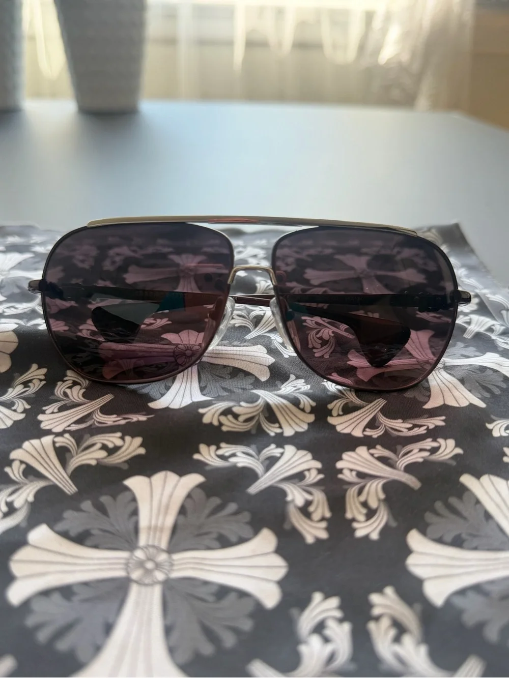 Chrome Hearts HANKk Aviator Cherry Designer Sunglasses  Burgundy